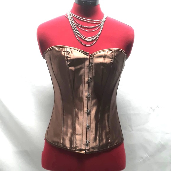 NOS Classical BrownBronze Corset Top Steampunk Bustier Waist Cincher shapewear M - Picture 1 of 5